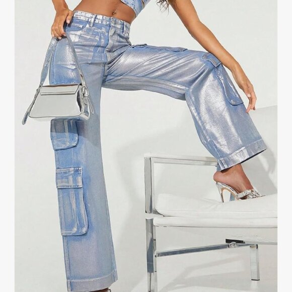 Platinum Glam Luxe Cargo Jeans - Picture 9 of 16